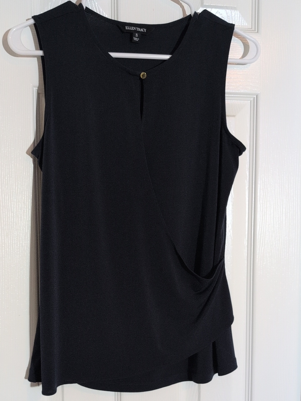 Ellen Tracy Navy Blue Sleeveless Blouse Size Small